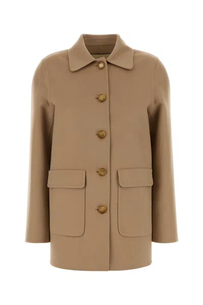 Valentino Winter Coat Tailored Fit Collared Design In Brown