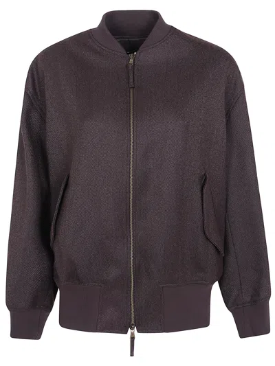 Drhope Herringbone-pattern Wool Bomber Jacket In Multi