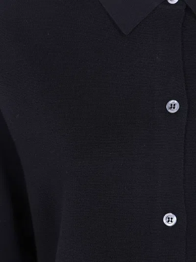 Aspesi Button-front Long-sleeve Knit Top In Black
