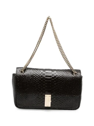 Tom Ford Semi Shiny Printed Python Chain Shoulder Bag In Black