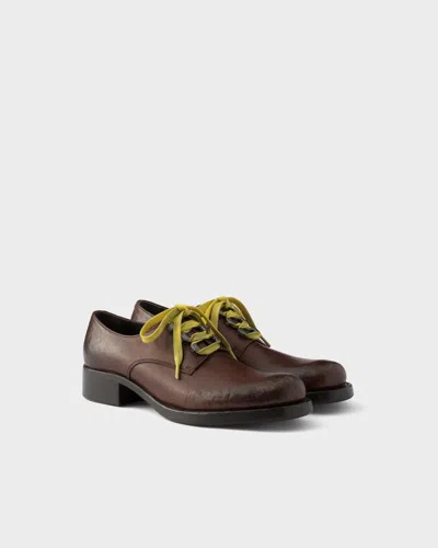 Prada Antiqued-leather Lace-up Shoes In Multi