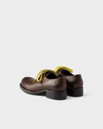 Prada Antiqued-leather Lace-up Shoes In Multi