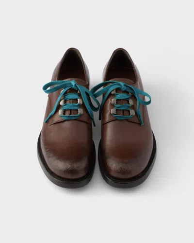 Prada Antiqued-leather Lace-up Shoes In Multi