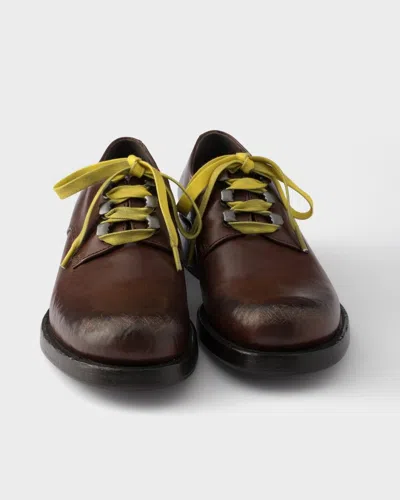 Prada Antiqued-leather Lace-up Shoes In Multi