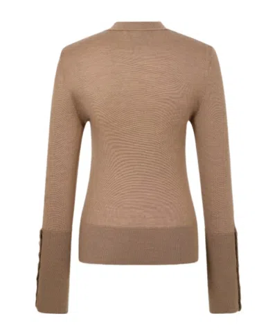 Rabanne Button-cuff Long-sleeve T-shirt In Brown