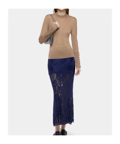 Rabanne Button-cuff Long-sleeve T-shirt In Brown