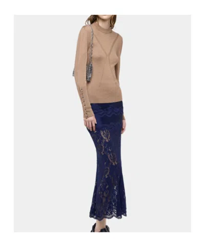Rabanne Button-cuff Long-sleeve T-shirt In Brown