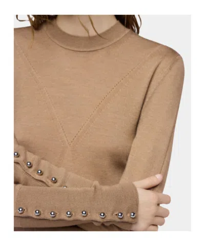 Rabanne Button-cuff Long-sleeve T-shirt In Brown