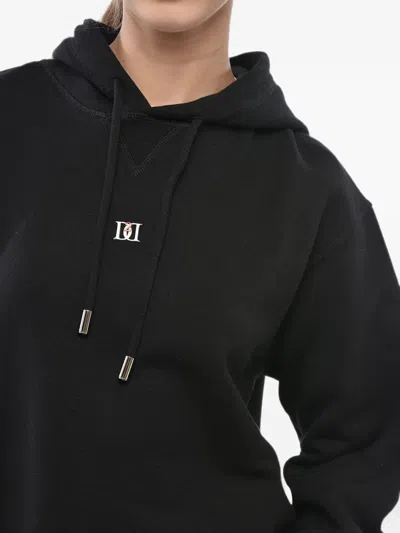 Dsquared2 Monogram-plaque Drawstring Hoodie In Black