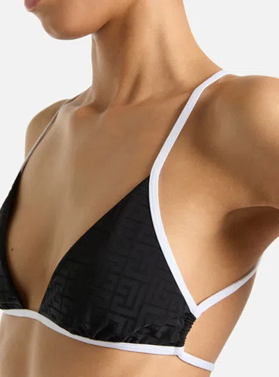 Balmain Monogram Lycra Swimsuit In Black