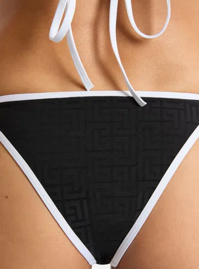 Balmain Monogram Lycra Swimsuit In Black