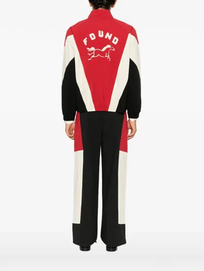 Found Red Pine And Rose High-collar Patch Nylon-blend Jacket In Red