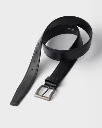 Prada Leather Belt In Black