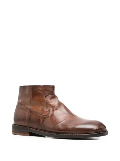 Moma Side-zip Leather Ankle Boots In Brown