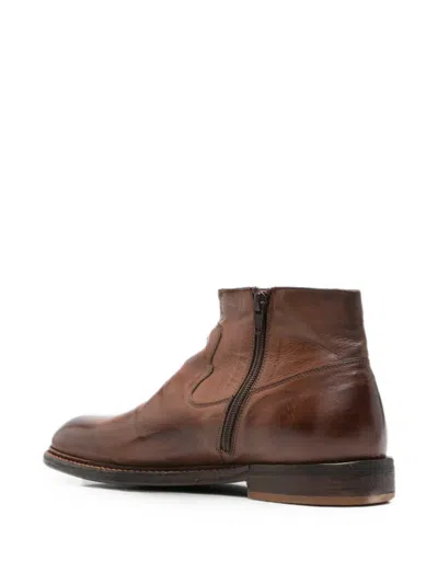Moma Side-zip Leather Ankle Boots In Brown