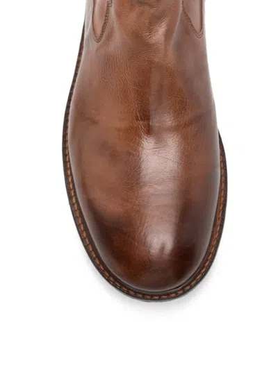Moma Side-zip Leather Ankle Boots In Brown