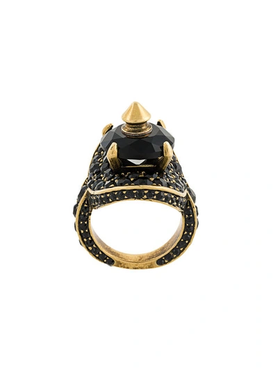 Gucci Ring With Stud And Crystals In Gold