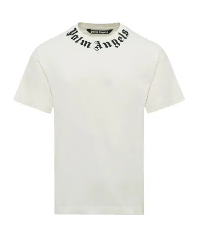 Palm Angels Neck Logo Printed T-shirt In White