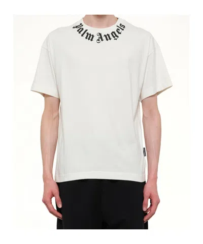 Palm Angels Neck Logo Printed T-shirt In White