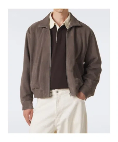 Frame Suede Blouson Jacket In Neutral
