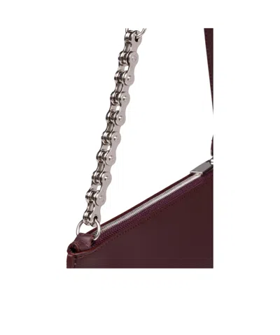 Off-white Jitney Flat Leather Shoulder Bag In Burgundy
