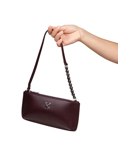 Off-white Jitney Flat Leather Shoulder Bag In Burgundy