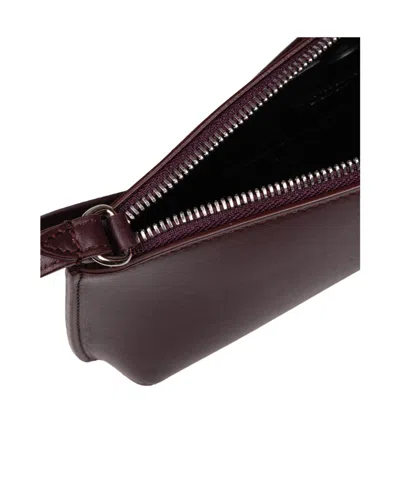 Off-white Jitney Flat Leather Shoulder Bag In Burgundy