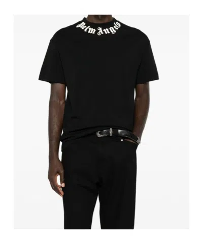 Palm Angels Logo Cotton Crew Neck Regular T Shirt In Black