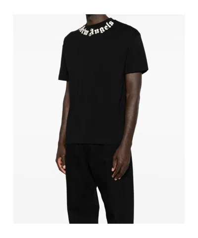 Palm Angels Logo Cotton Crew Neck Regular T Shirt In Black