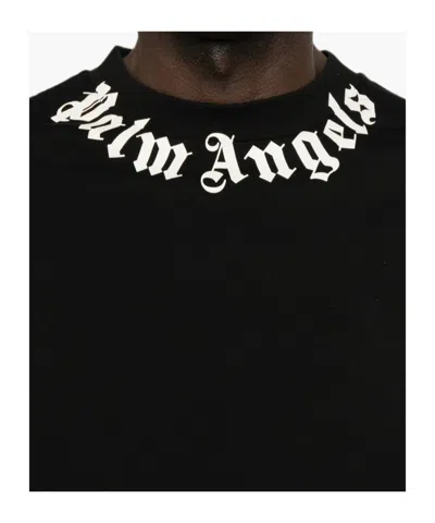 Palm Angels Logo Cotton Crew Neck Regular T Shirt In Black