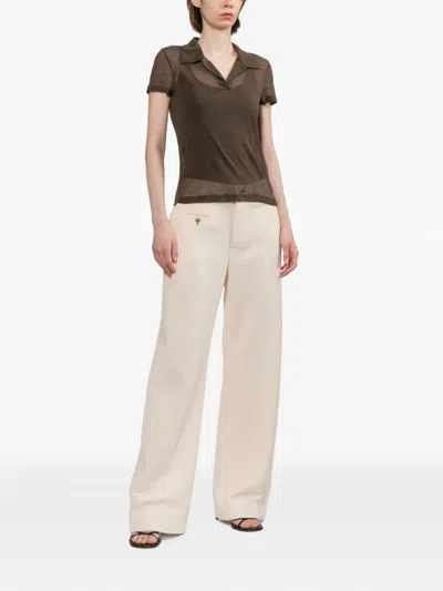 Helmut Lang Sheer-panel Top In Brown