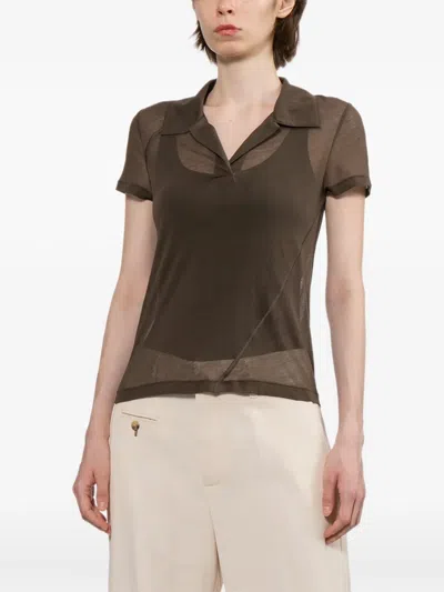 Helmut Lang Sheer-panel Top In Brown