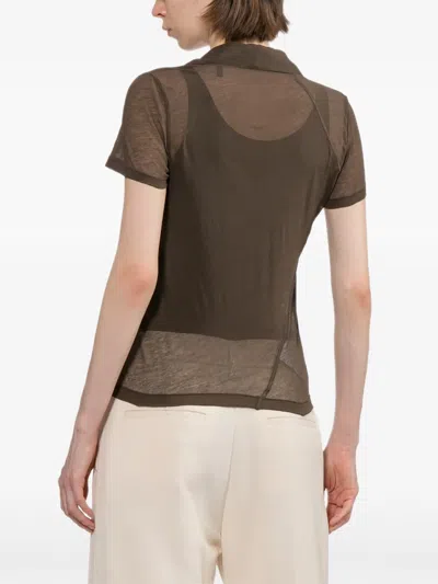 Helmut Lang Sheer-panel Top In Brown