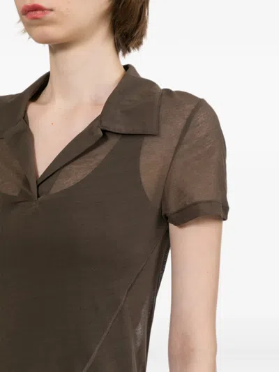 Helmut Lang Sheer-panel Top In Brown