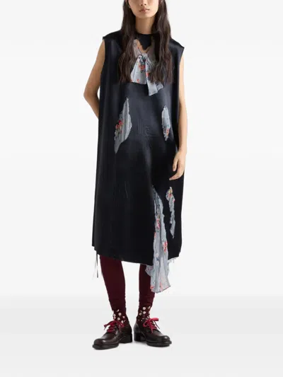 Prada Devoré Satin Dress In Blue