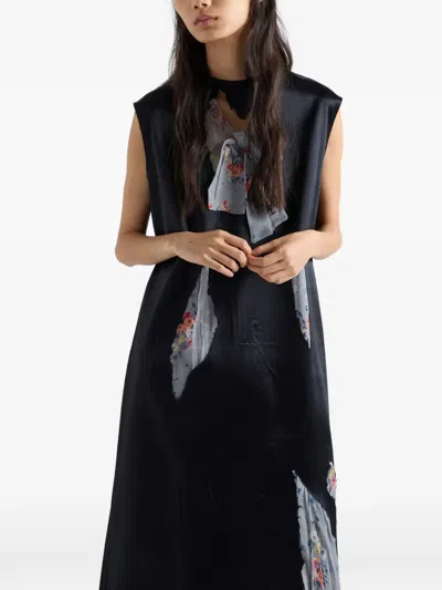 Prada Devoré Satin Dress In Blue
