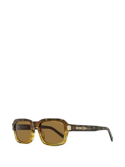 Mcm Visetos Rectangle-frame Sunglasses In Brown
