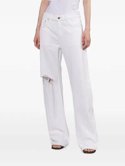 Helmut Lang Distressed Bootcut Jeans In Multi