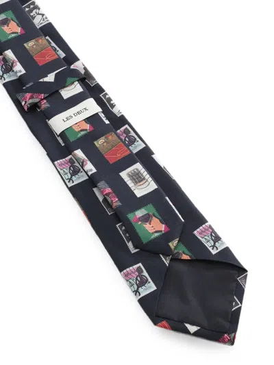 Les Deux Stamp-print Silk Tie In Black