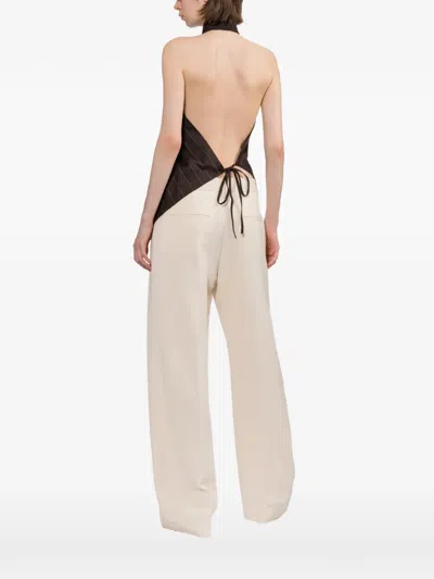 Helmut Lang Pinstripe-pattern Asymmetric-hem Top In Multi