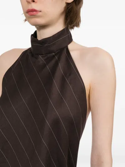Helmut Lang Pinstripe-pattern Asymmetric-hem Top In Multi