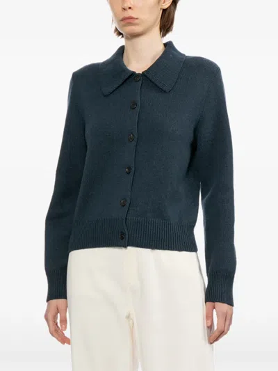 A.p.c. Collared Button-front Cardigan In Blue