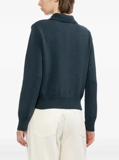 A.p.c. Collared Button-front Cardigan In Blue