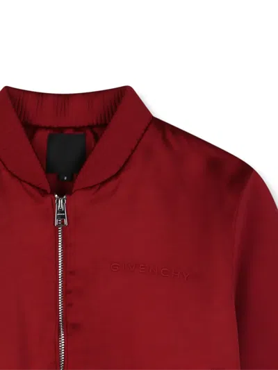 Givenchy Logo-embroidered Zip-up Bomber In Red