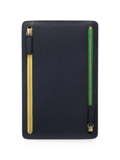 Smythson Leather Multi-zip Case In Black