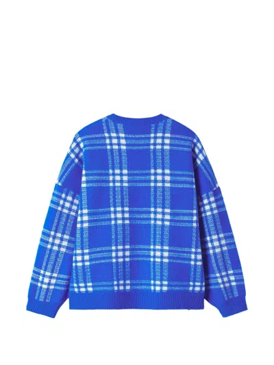 Enföld Check-pattern Intarsia-knit Sweater In Blue