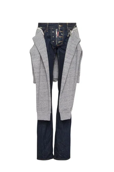 Dsquared2 Blue Bootcut Mid Rise Jeans In Multi