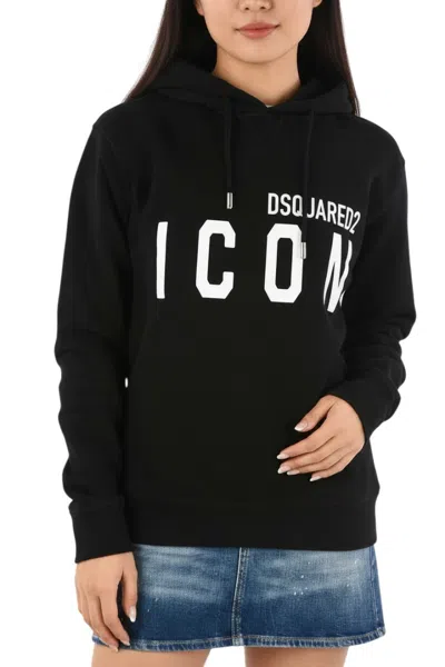 Dsquared2 Logo-printed Drawstring Hoodie In Black