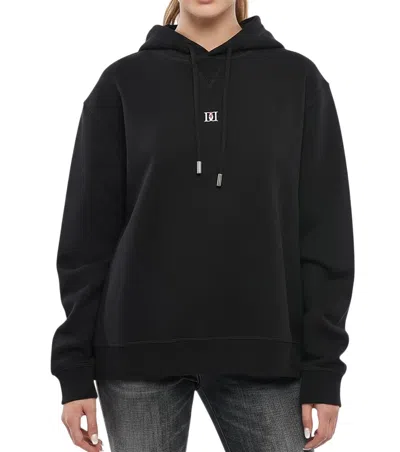 Dsquared2 Monogram-plaque Drawstring Hoodie In Black