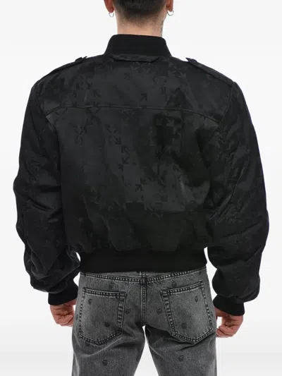 Off-white Arrows-jacquard Bomber Jacket In Black